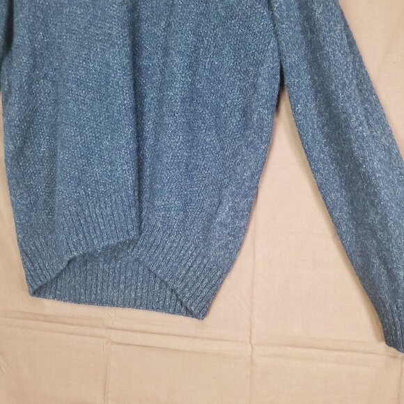 DANIELE BLASI Womens Sweater SZ L Mock Neck Wool Knit Ribbed Navy Long Sleeves - Picture 4 of 10